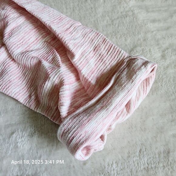 LL Bean M Reg Dress Tunic Pink White Heather 3/4 Sleeves 100% Cotton Back Zip - Picture 3 of 10